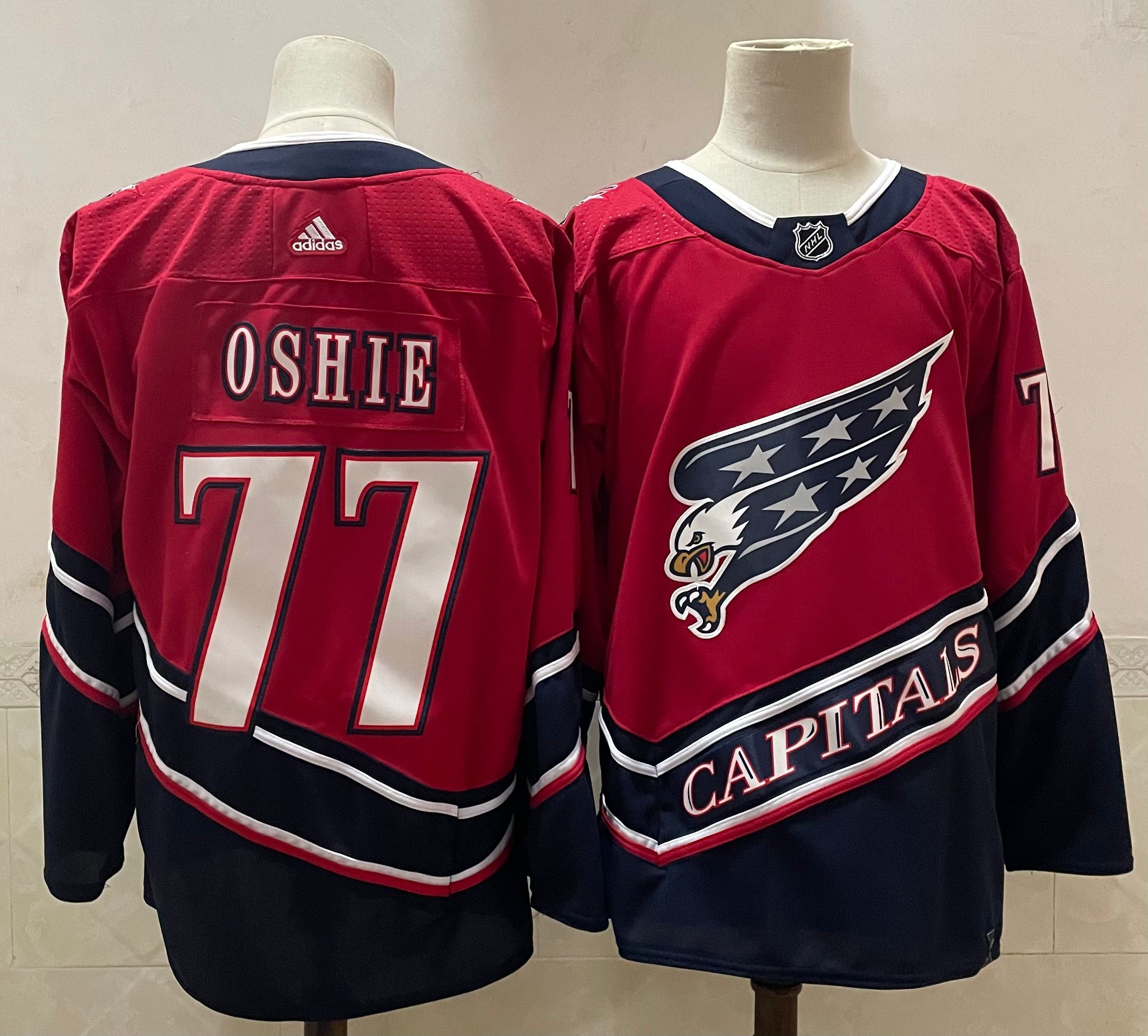 Men Washington Capitals #77 Oshie Red Throwback Authentic Stitched 2020 Adidias NHL Jersey->detroit red wings->NHL Jersey